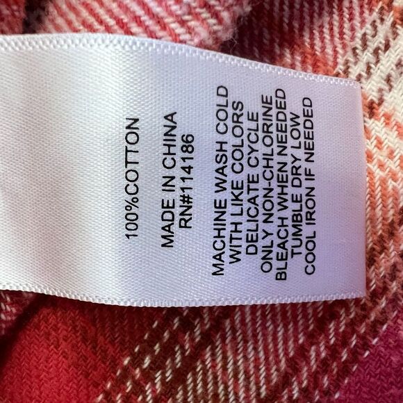 Frye And Co Mens Red Flannel Plaid Long Sleeve Button Up Shirt Mens Sz XL - Picture 7 of 7